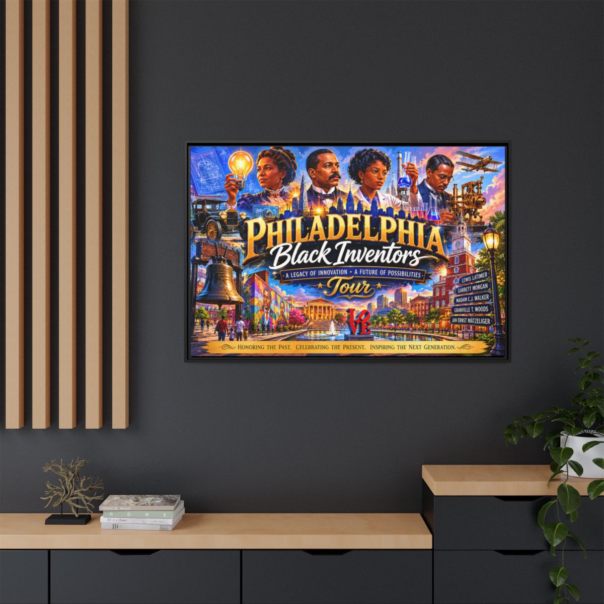 Philadelphia Black Inventors Tour Matte Canvas Framed Art mockup 16