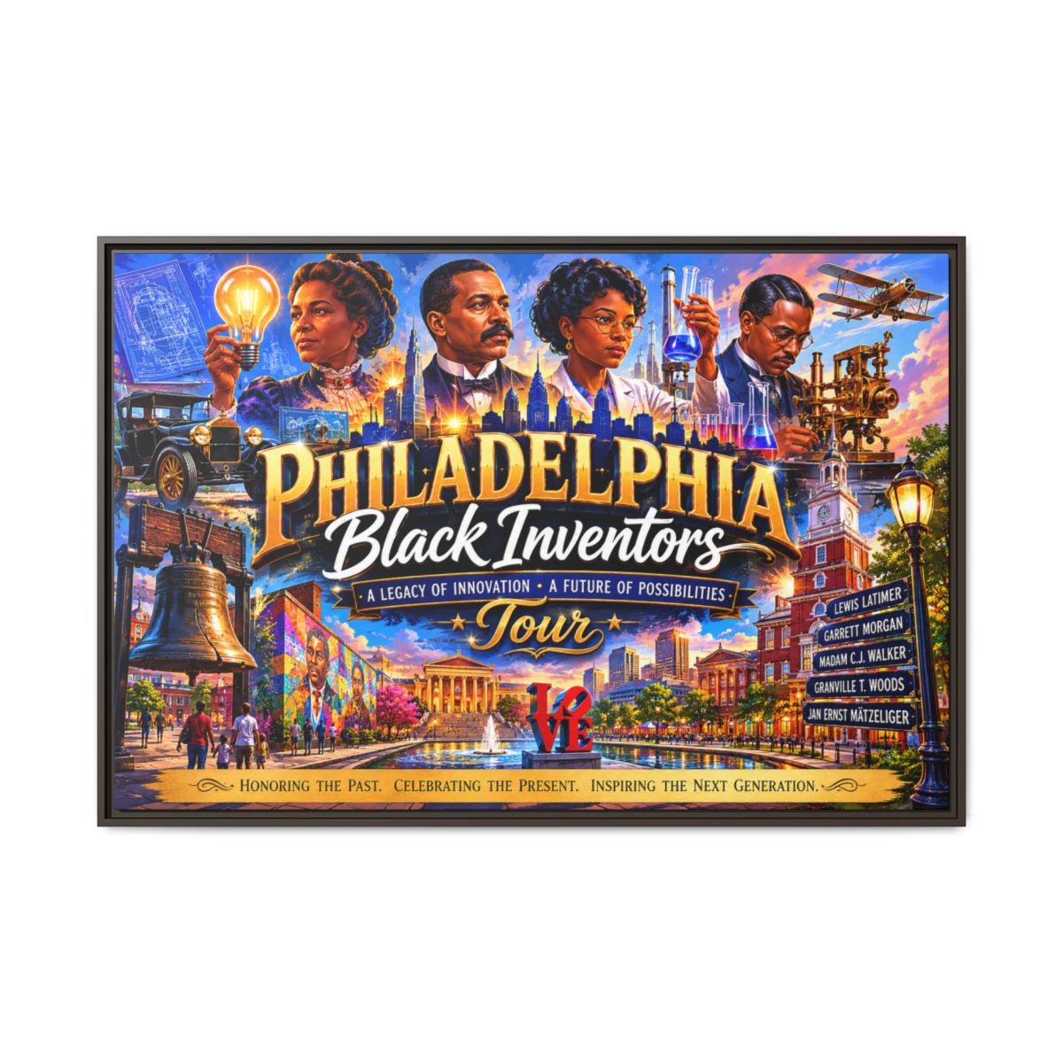 Philadelphia Black Inventors Tour Matte Canvas Framed Art mockup 17