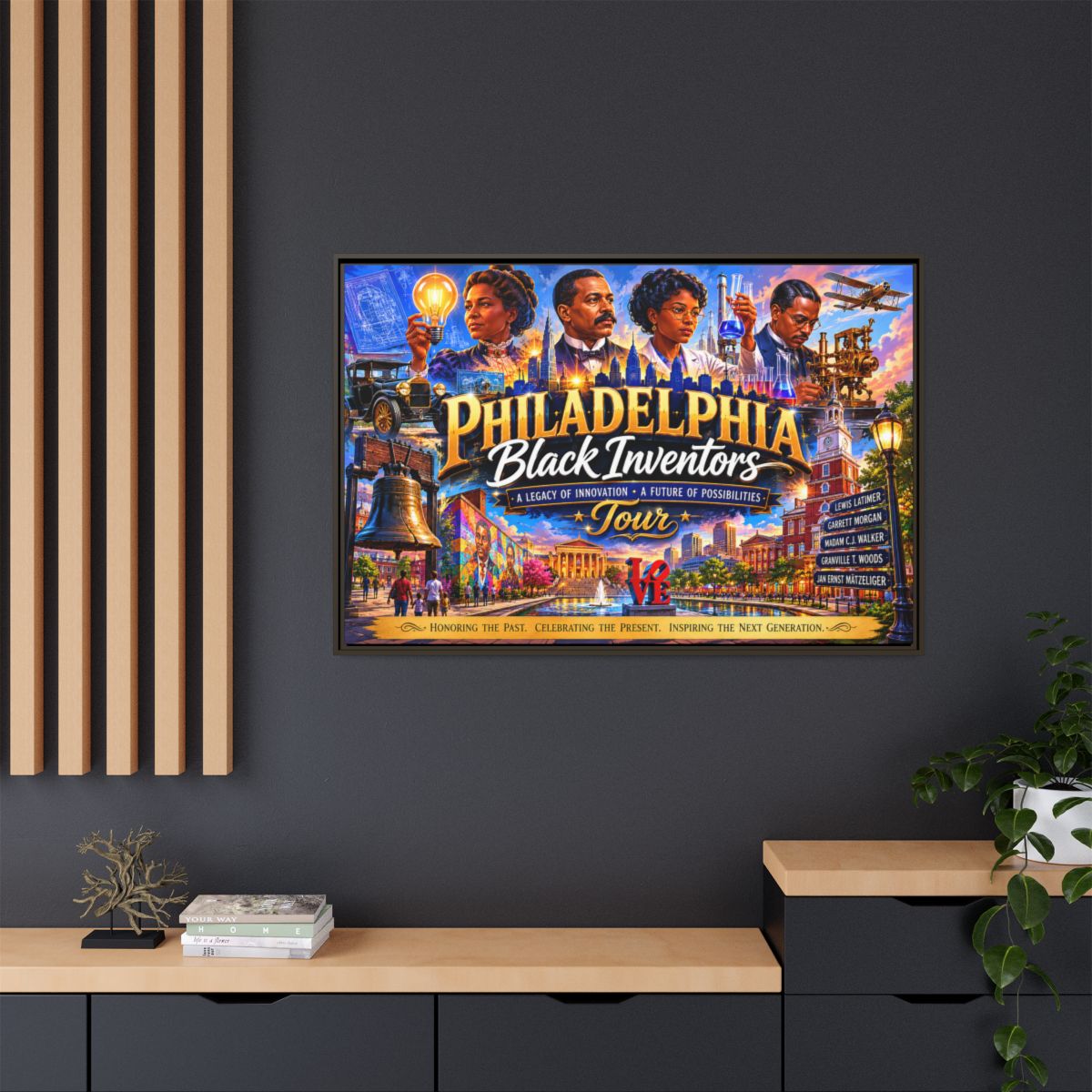 Philadelphia Black Inventors Tour Matte Canvas Framed Art mockup 20