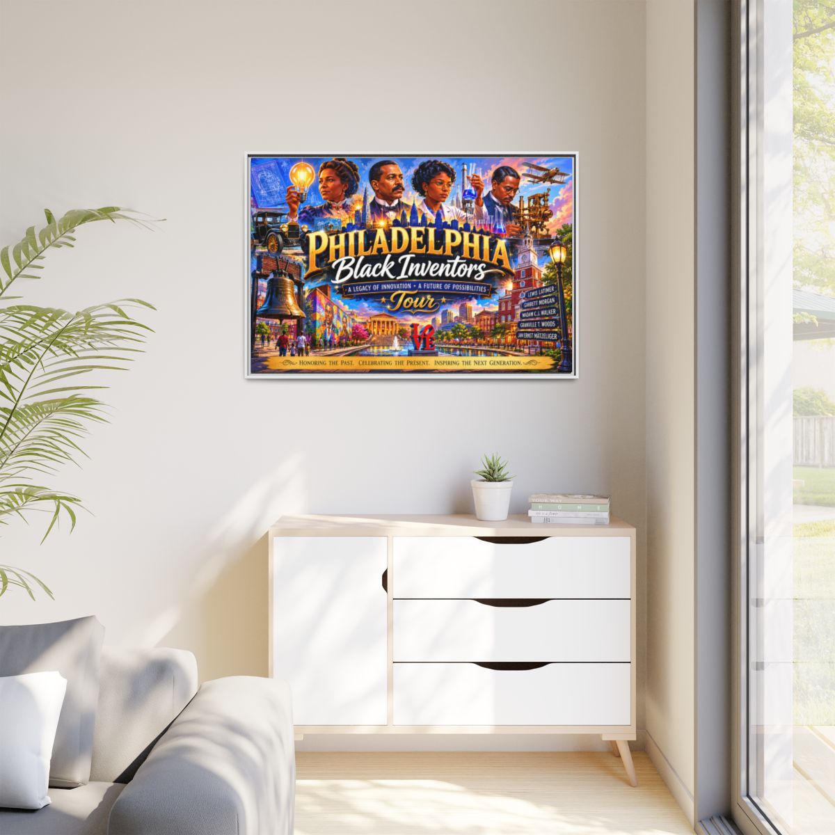 Philadelphia Black Inventors Tour Matte Canvas Framed Art mockup 23