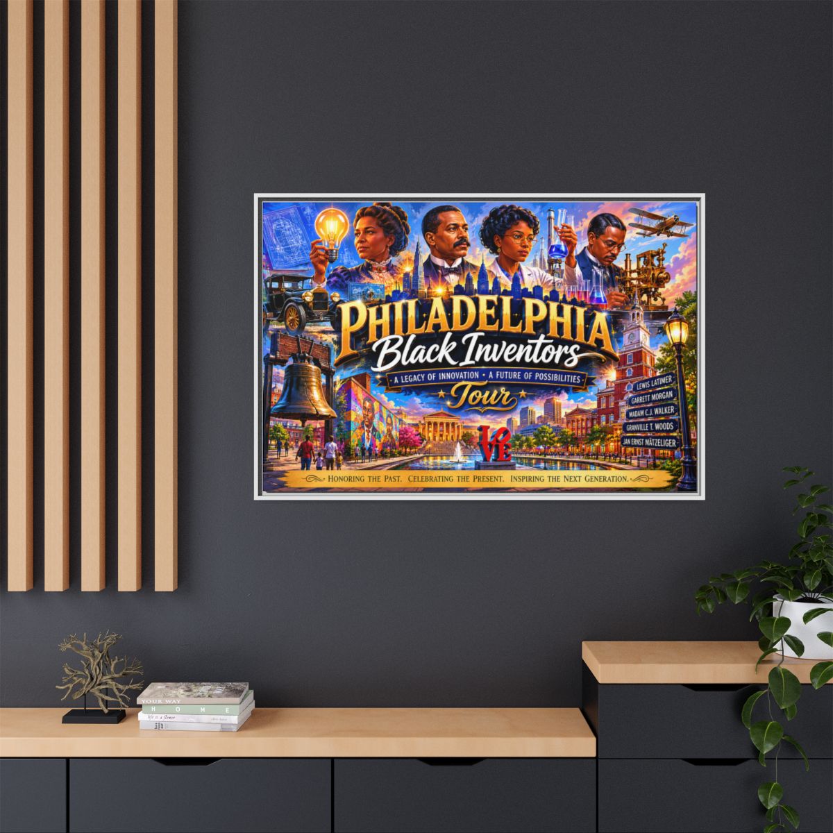 Philadelphia Black Inventors Tour Matte Canvas Framed Art mockup 24