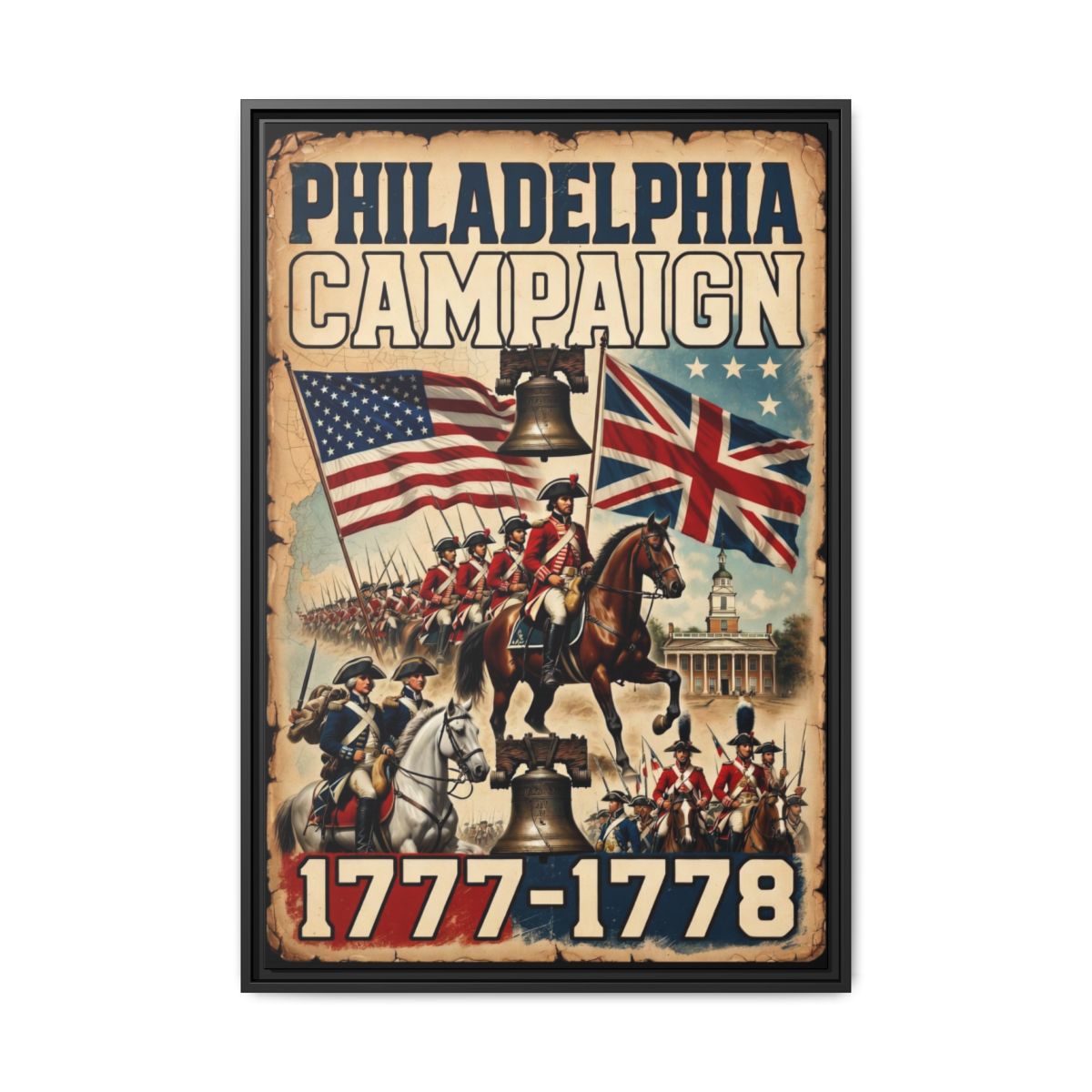 Philadelphia Campaign Revolutionary War Framed Canvas — 1777–1778 America 250 Wall Art