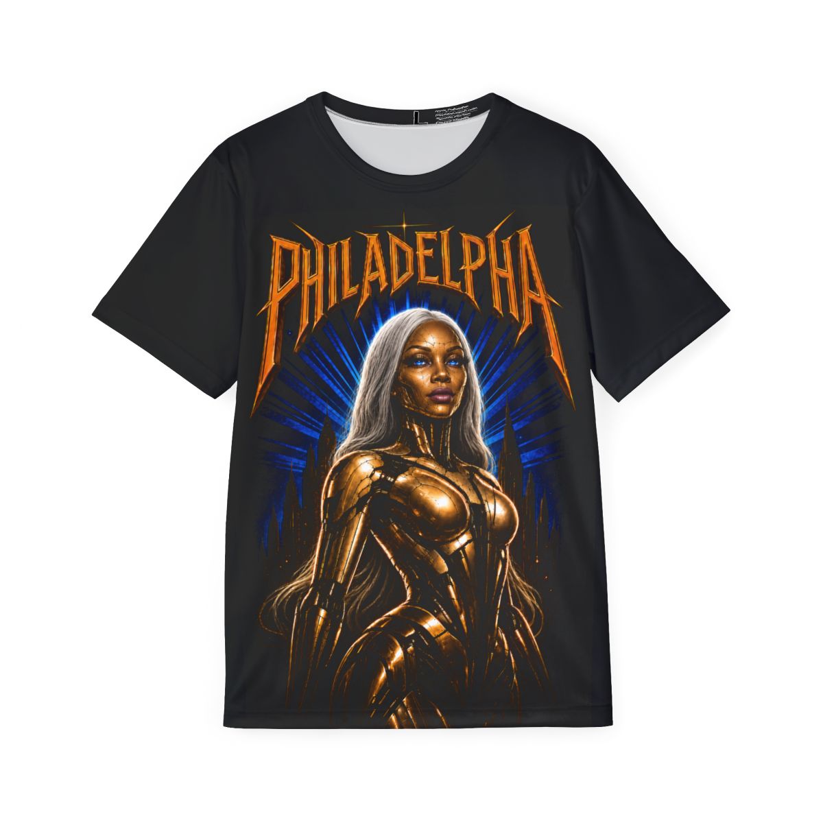 Philadelphia Futuristic Cyborg Graphic Tee mockup 1