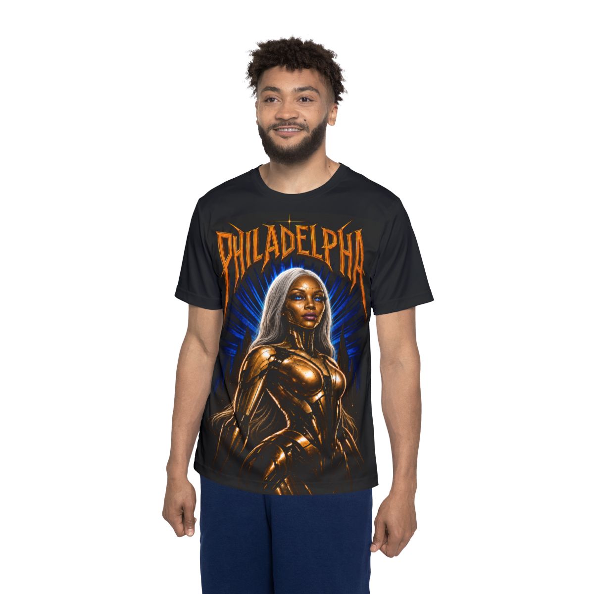Philadelphia Futuristic Cyborg Graphic Tee mockup 2