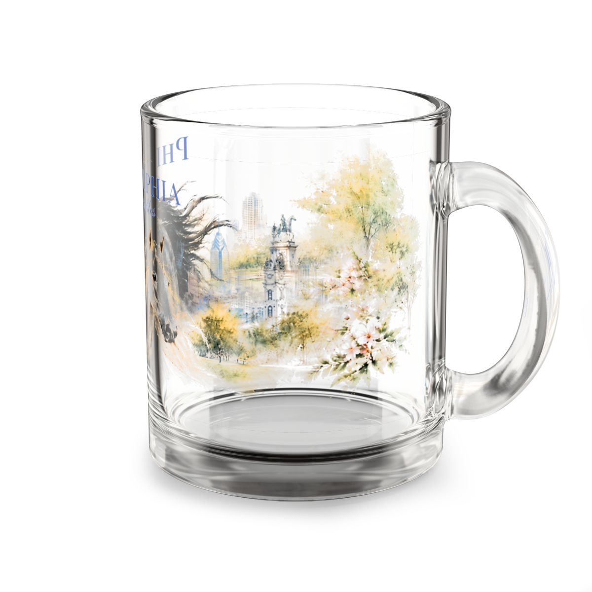 Philadelphia Horse Stables Glass Mug | Elegant Equestrian Philly Coffee Cup mockup 4