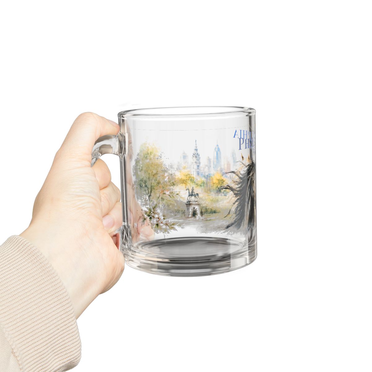 Philadelphia Horse Stables Glass Mug | Elegant Equestrian Philly Coffee Cup mockup 6
