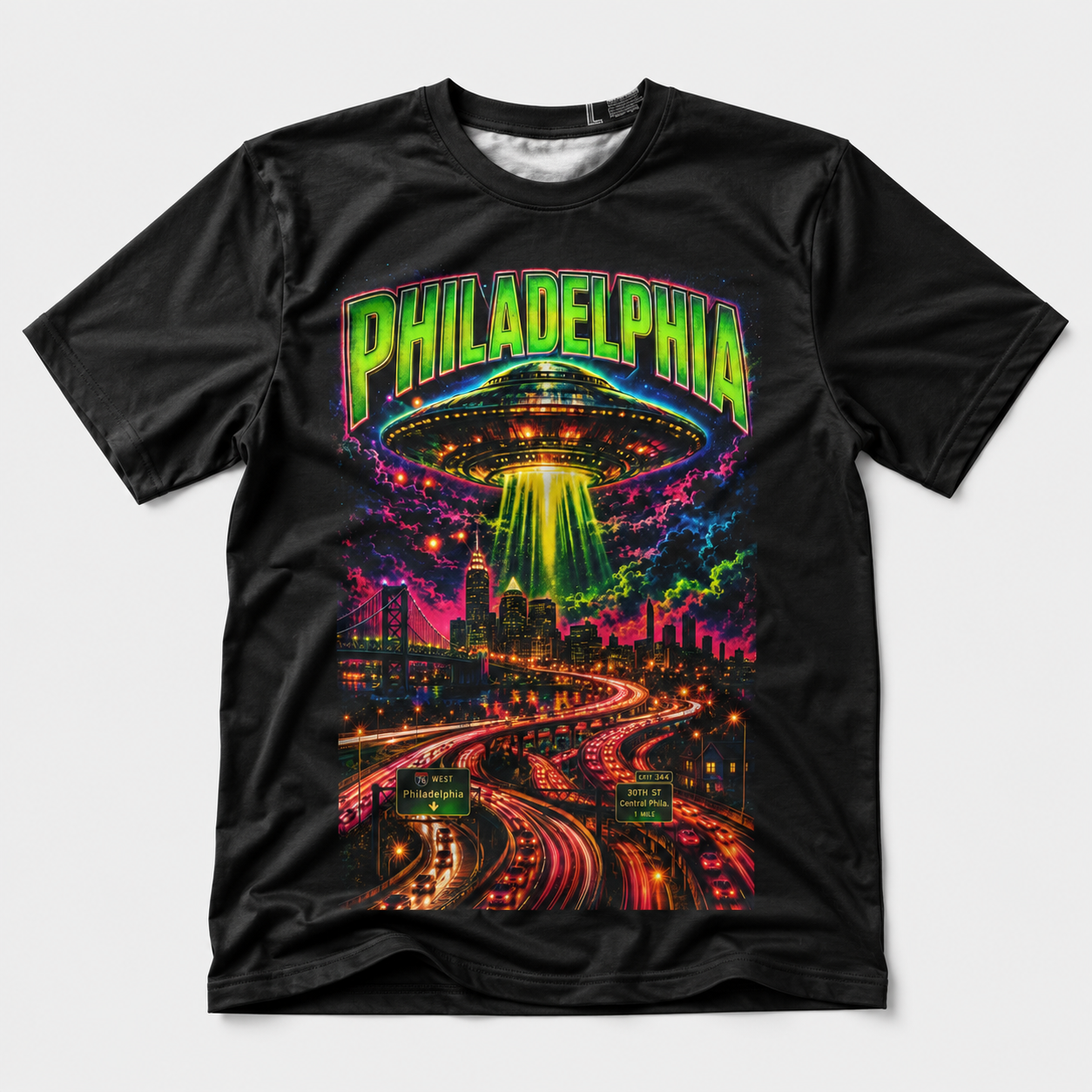 Philadelphia | UFO Warship Sci-Fi Oversized Tee