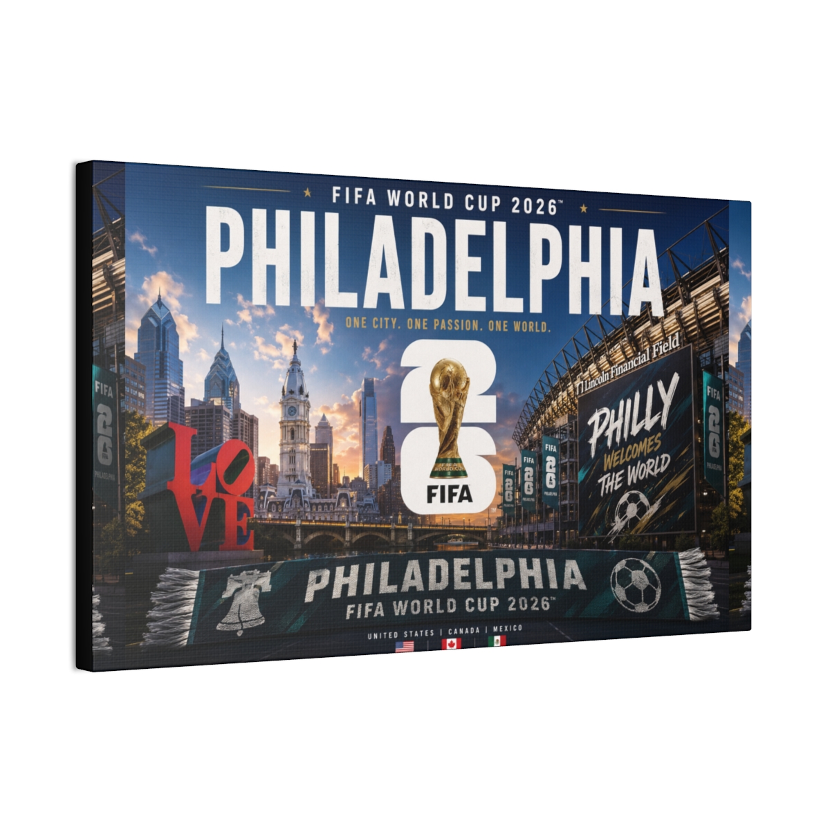 Philadelphia World Cup 2026 Canvas Print | Philly Soccer Art mockup 2