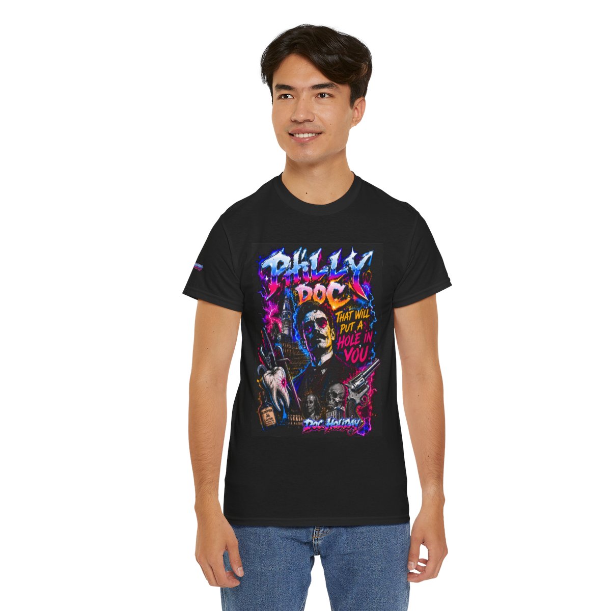 Philly Doc Holliday Graphic Tee – Philadelphia Dentist Wild West Streetwear Shirt mockup 3