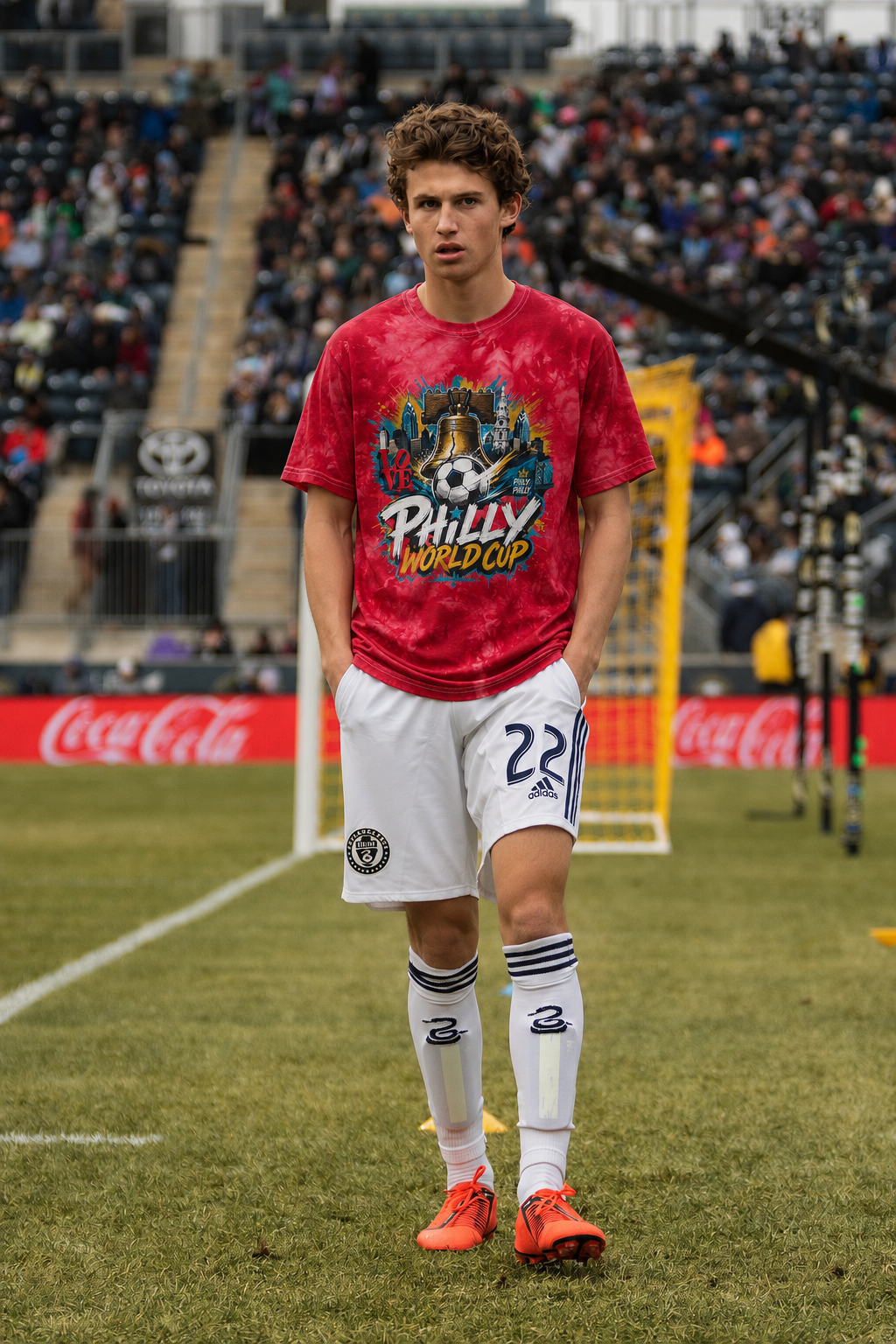 Philly FIFA World Cup T-Shirt | Vibrant Philadelphia Soccer Street Art Tee mockup 2