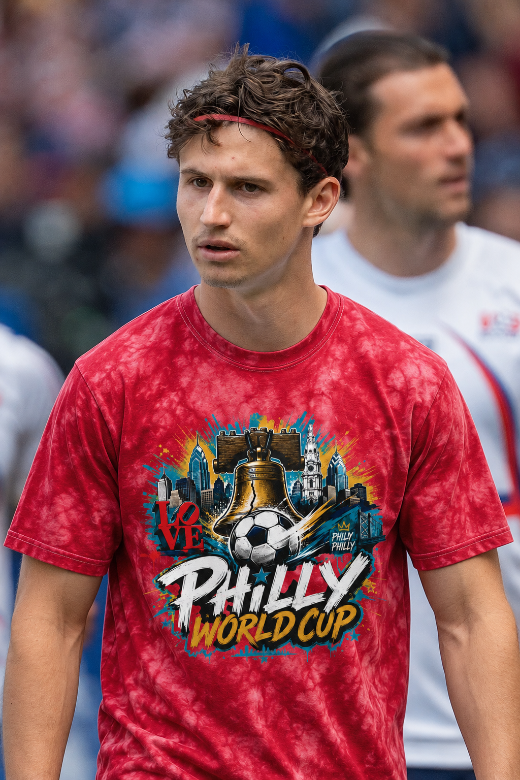 Philly FIFA World Cup T-Shirt | Vibrant Philadelphia Soccer Street Art Tee mockup 3
