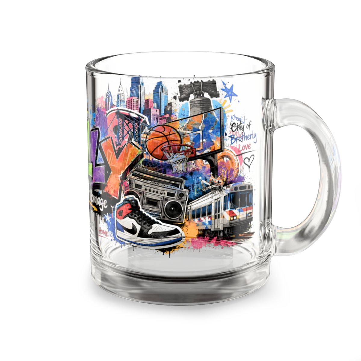 Philly Street Art Mug | Graffiti Philadelphia Collage Coffee Cup mockup 3