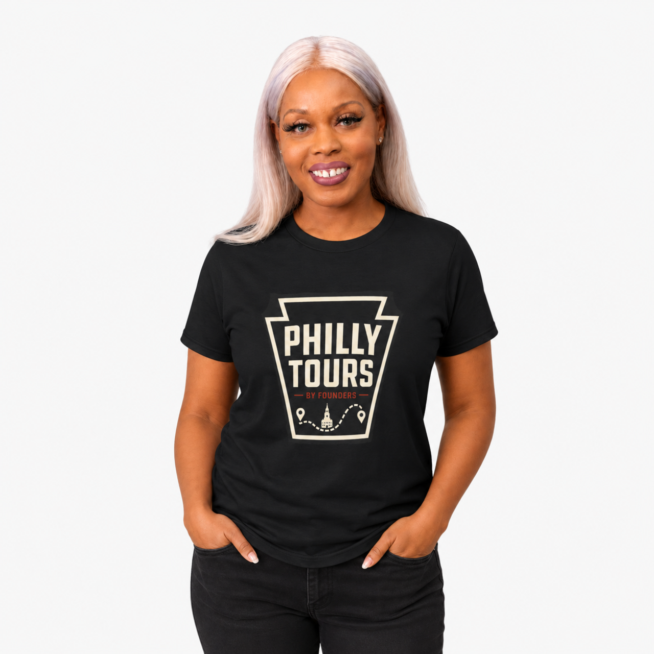 Philly Tours Keystone Logo Tee | Philadelphia City Icon T-Shirt mockup 1