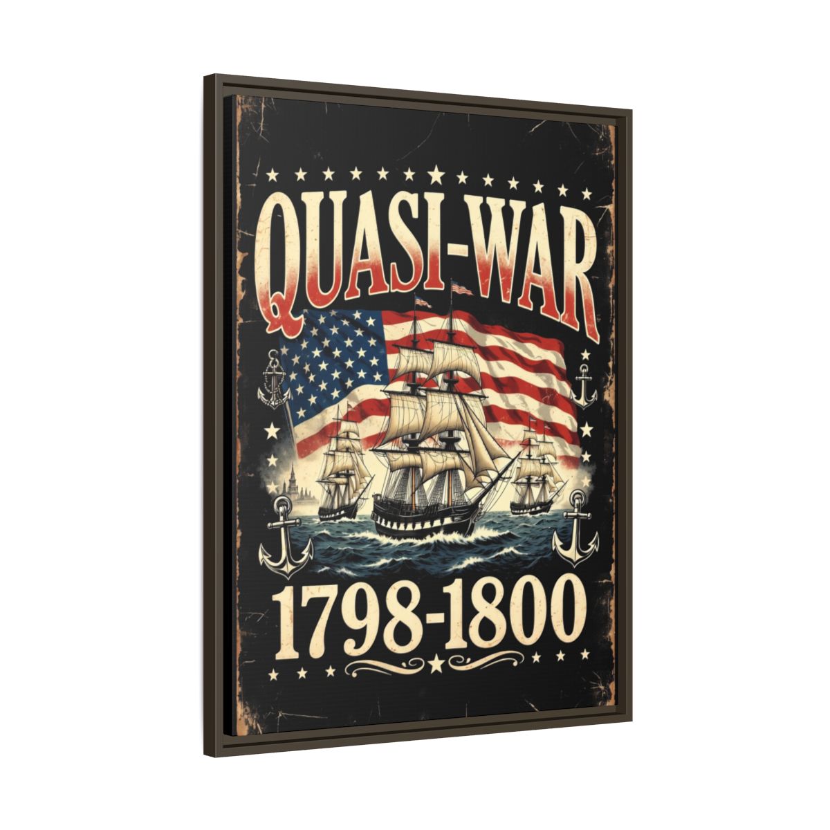 Quasi-War 1798-1800 T-Shirt – Vintage Distressed Naval History  Canvas, Framed  mockup 1