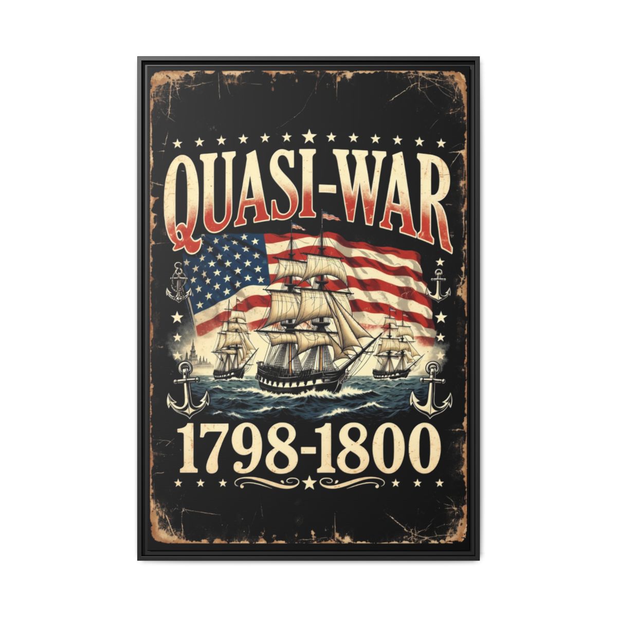 Quasi-War Naval History Canvas — 1798–1800 Philadelphia America 250 Wall Art
