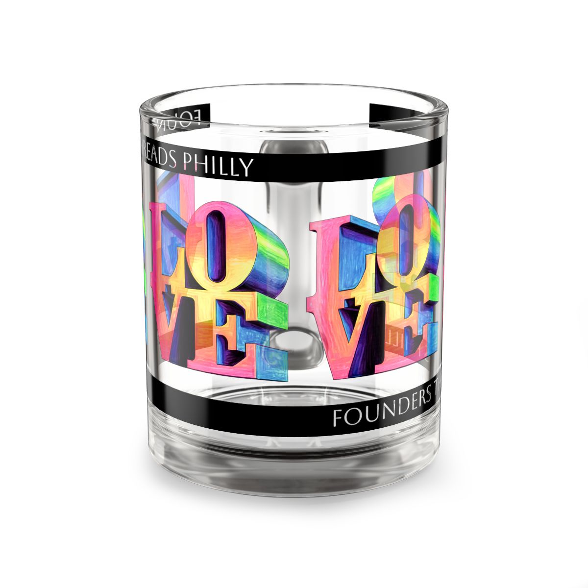 Rainbow LOVE Philadelphia Mug Colorful 3D Typography Glass Cup