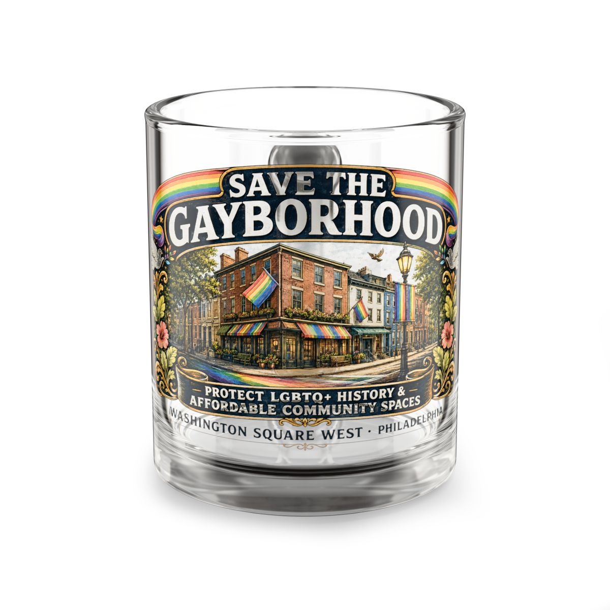 Save Philadelphia Gayborhood Mug — Pride Community History Glass Cup