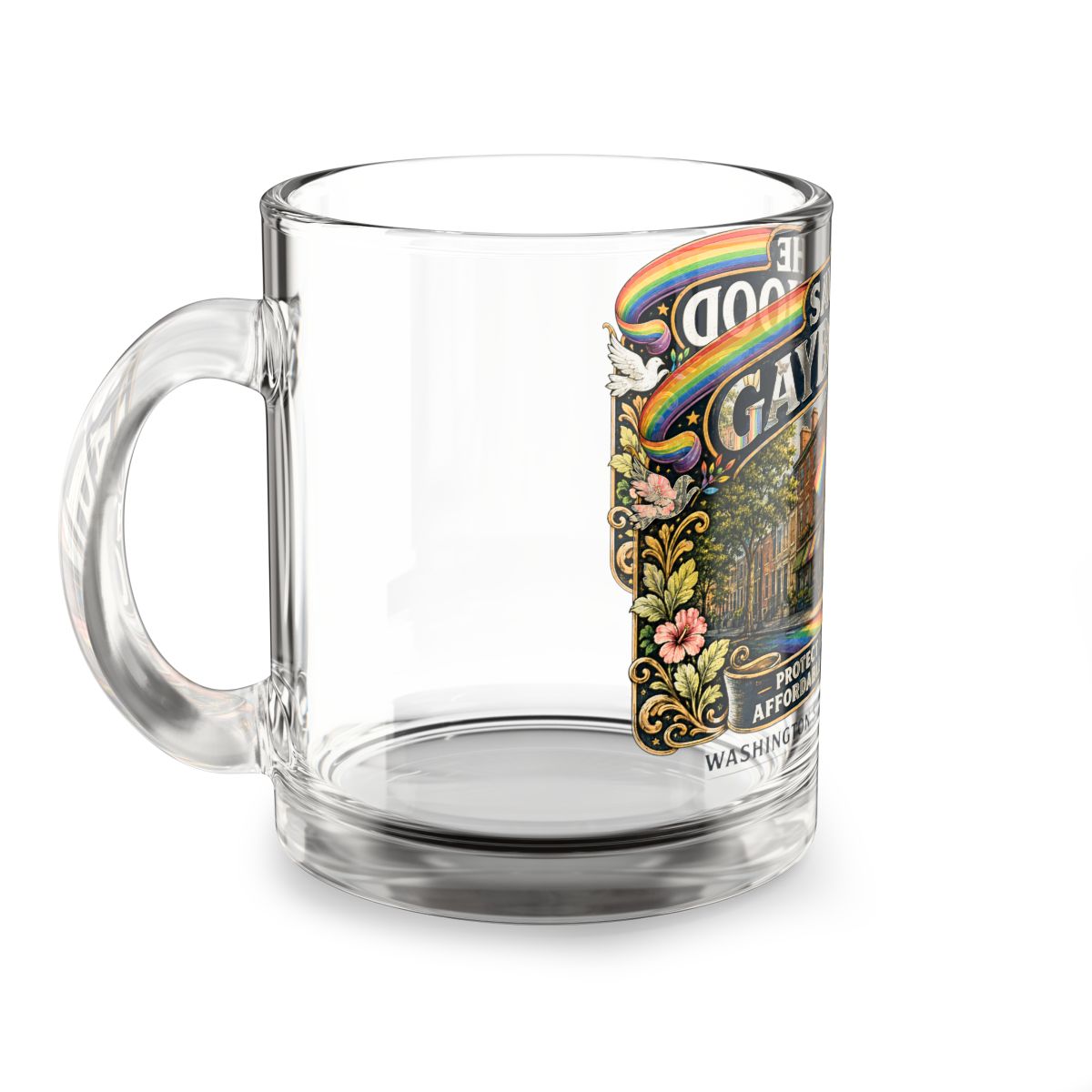 Save Philadelphia Gayborhood Mug — Pride Community History Glass Cup mockup 2