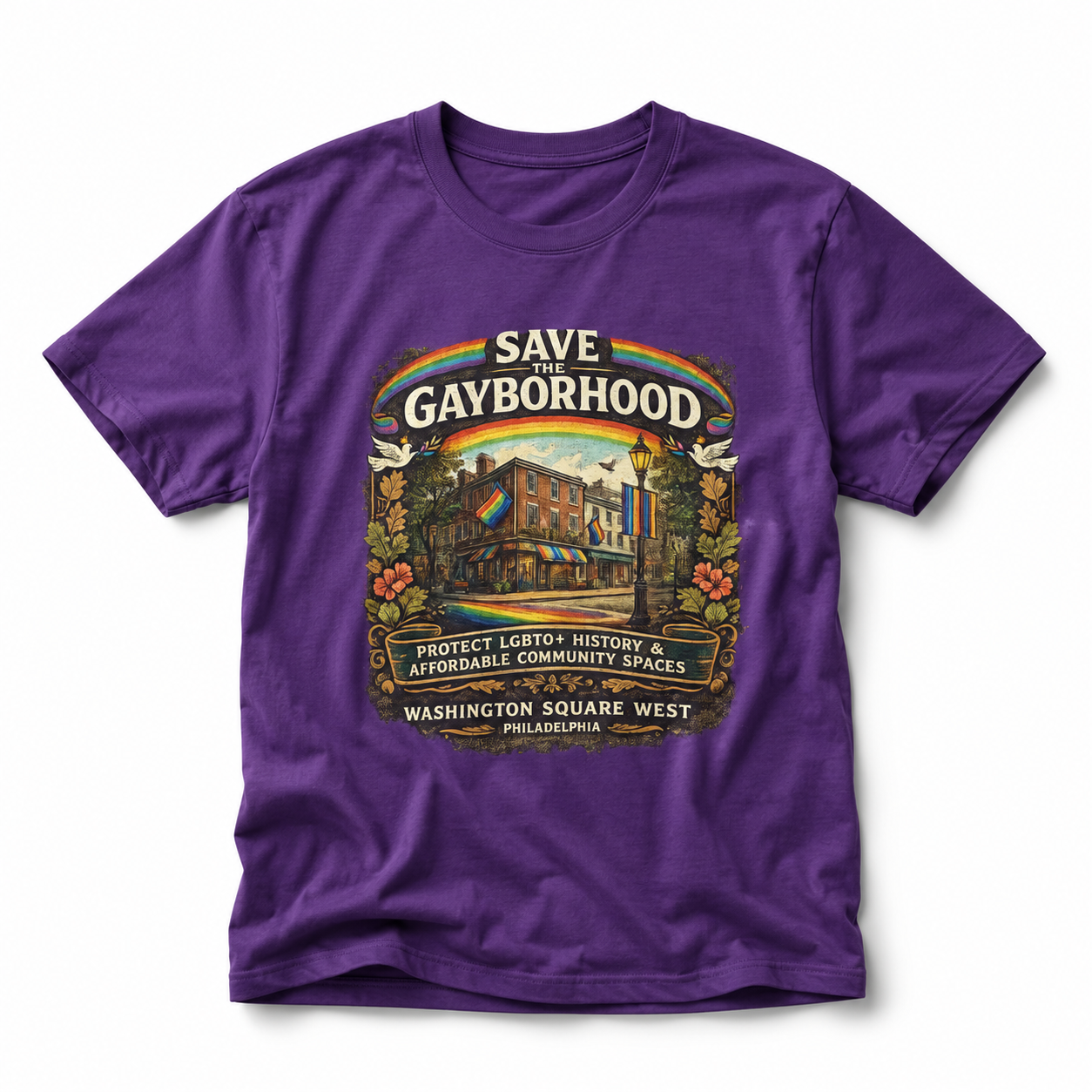 Save the Gayborhood Tee honoring Washington Square West mockup 1