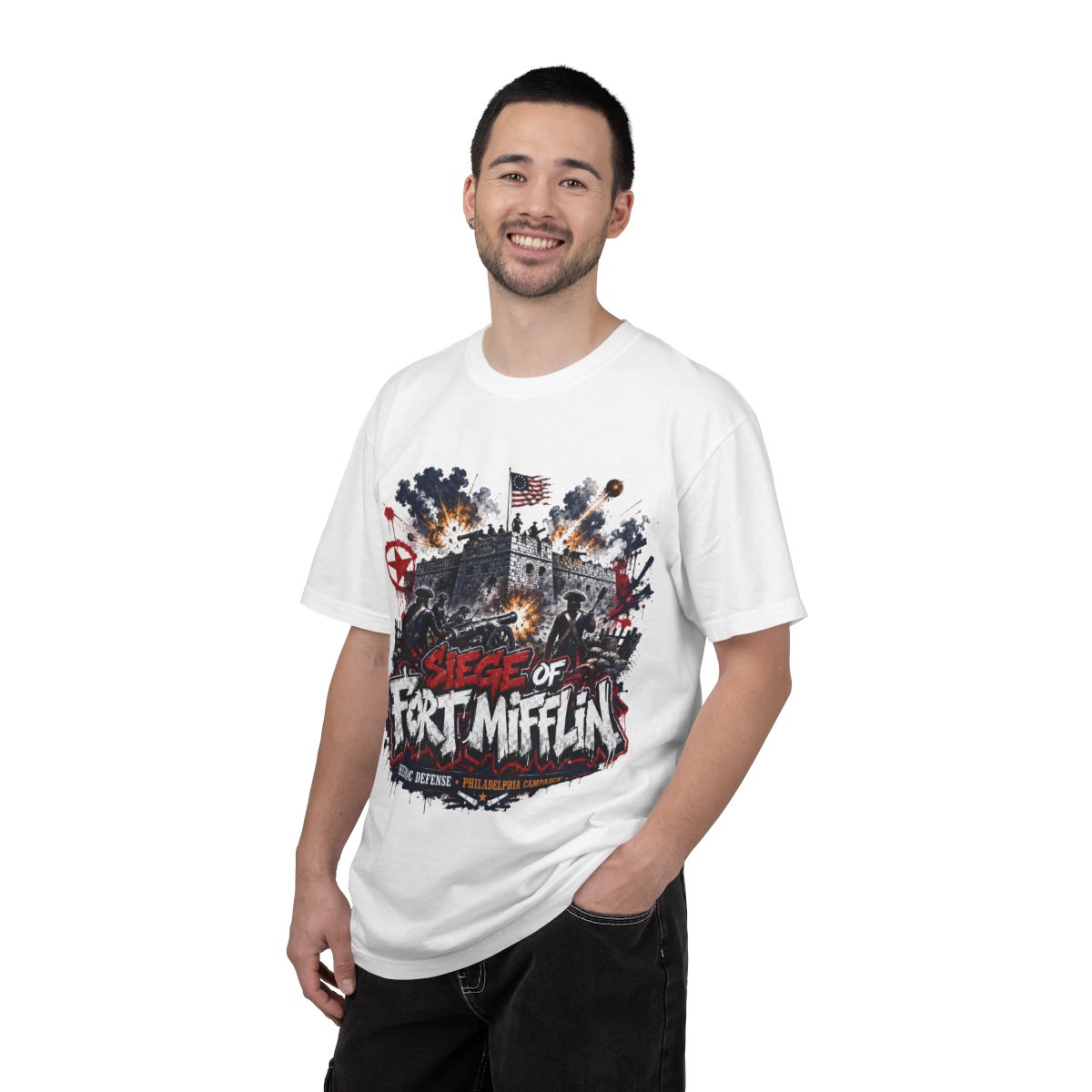 Siege of Fort Mifflin Graffiti T-Shirt | Revolutionary War Philadelphia Campaign 1777 mockup 2