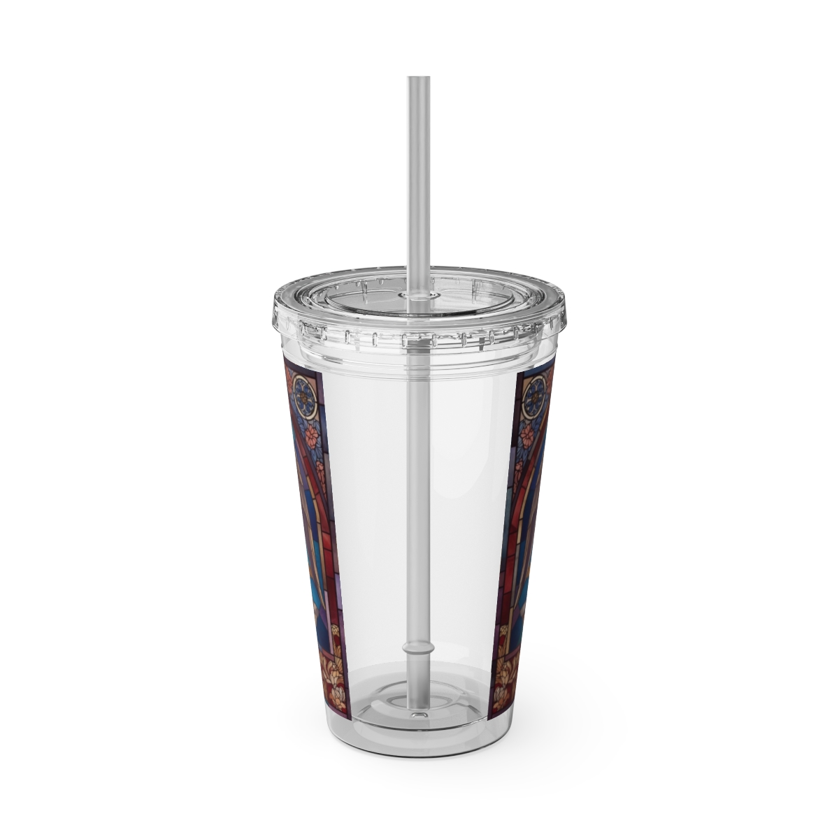 Stained Glass Church 16oz Tumbler with Straw — "Mother Bethel" Design mockup 4