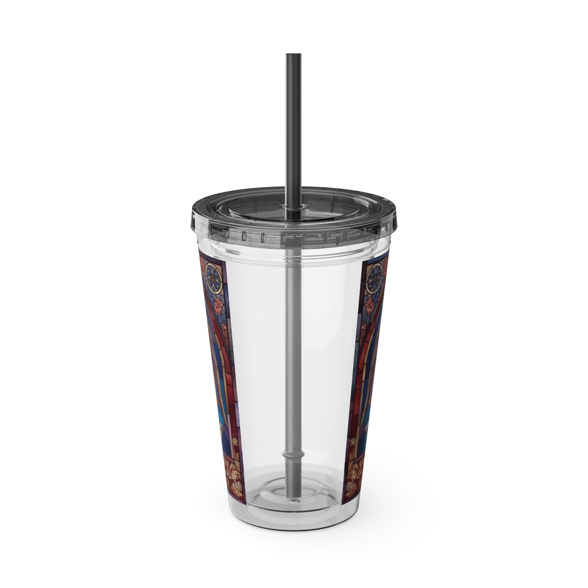 Stained Glass Church 16oz Tumbler with Straw — "Mother Bethel" Design mockup 9