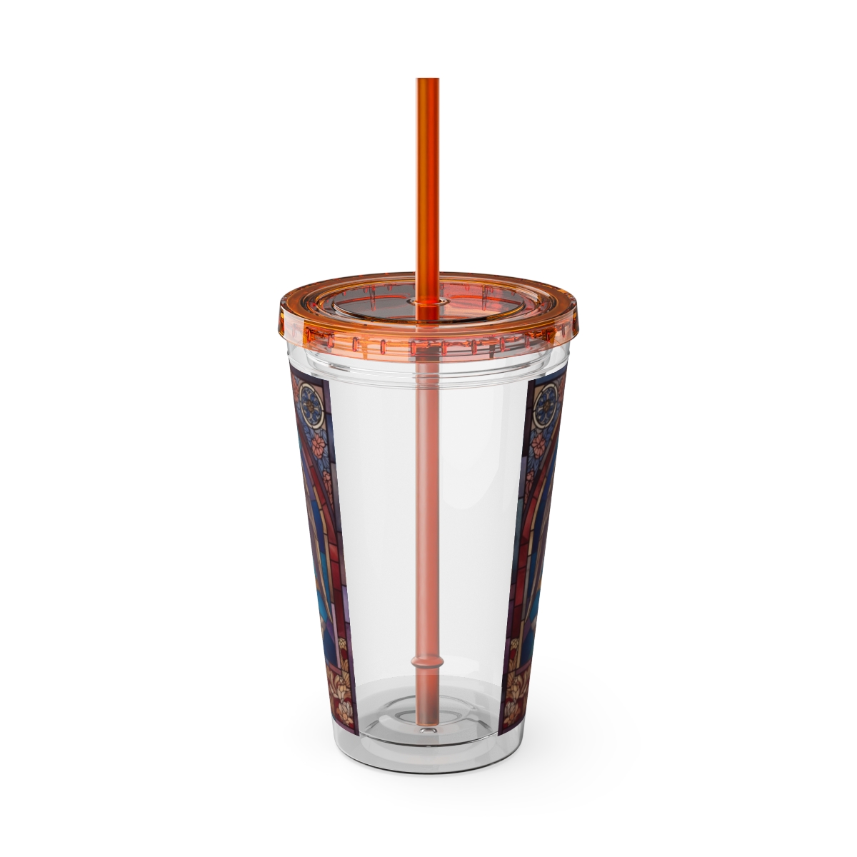 Stained Glass Church 16oz Tumbler with Straw — "Mother Bethel" Design mockup 15