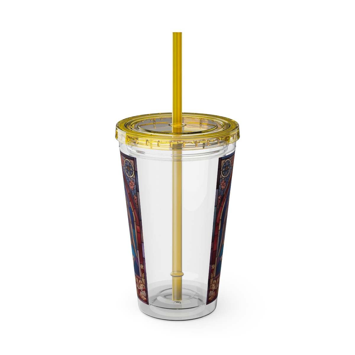 Stained Glass Church 16oz Tumbler with Straw — "Mother Bethel" Design mockup 21