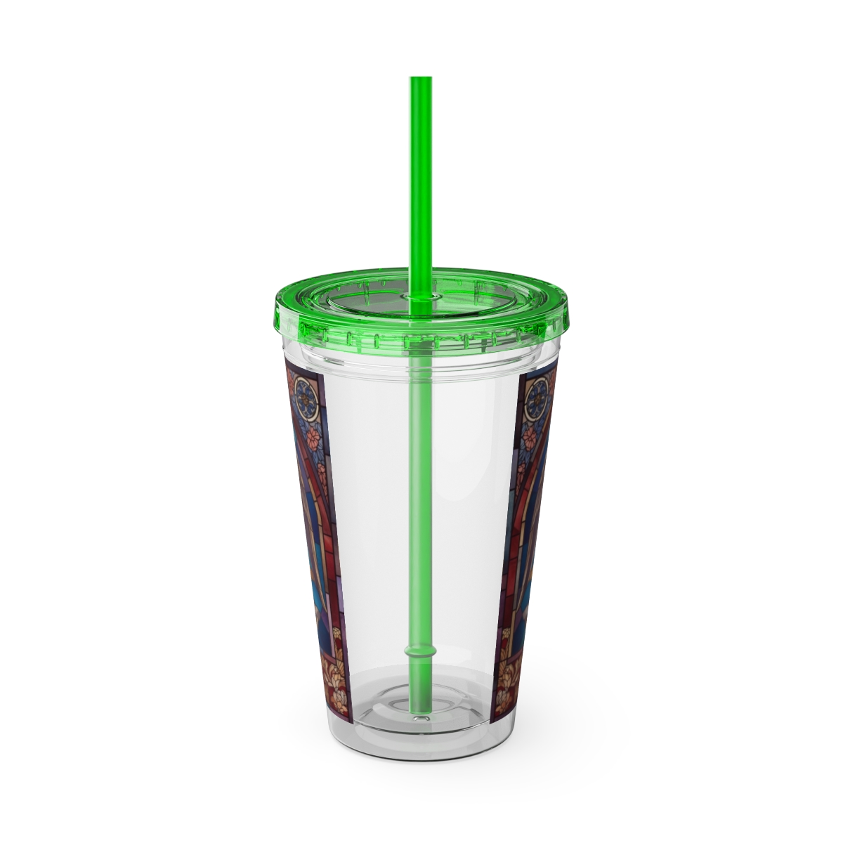 Stained Glass Church 16oz Tumbler with Straw — "Mother Bethel" Design mockup 27