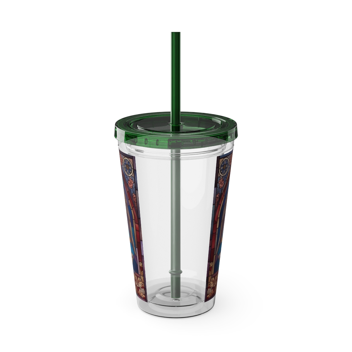 Stained Glass Church 16oz Tumbler with Straw — "Mother Bethel" Design mockup 33
