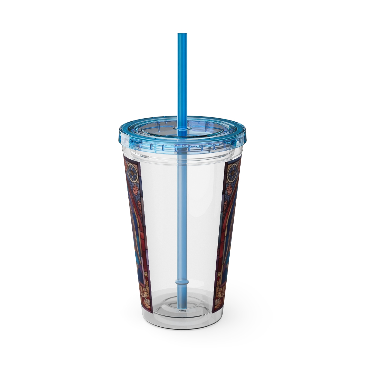 Stained Glass Church 16oz Tumbler with Straw — "Mother Bethel" Design mockup 39