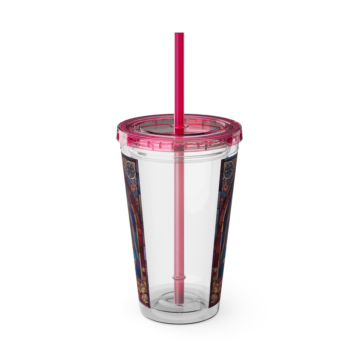 Stained Glass Church 16oz Tumbler with Straw — "Mother Bethel" Design mockup 51