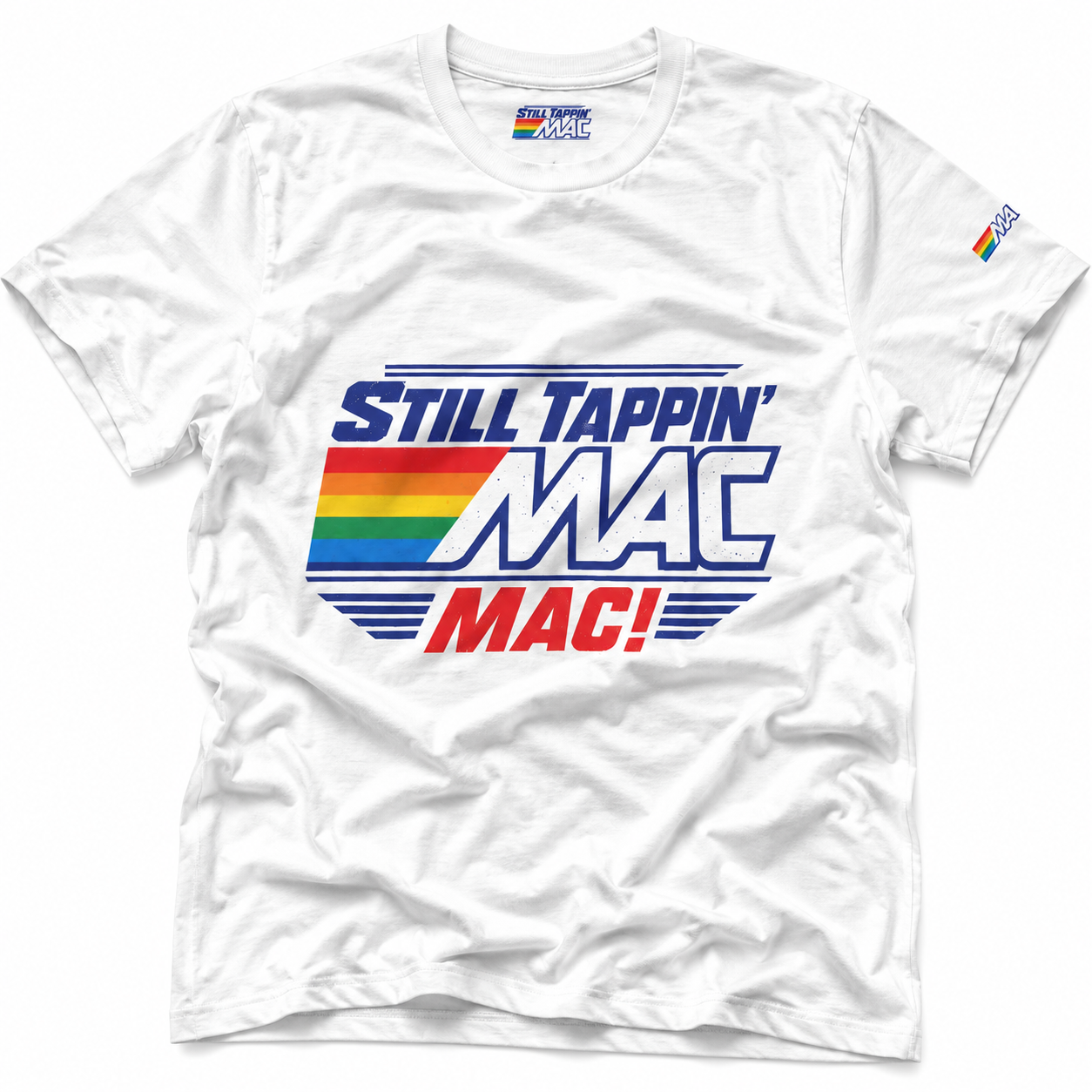 Still Tappin’ MAC Tee | Retro Computer Rainbow Graphic