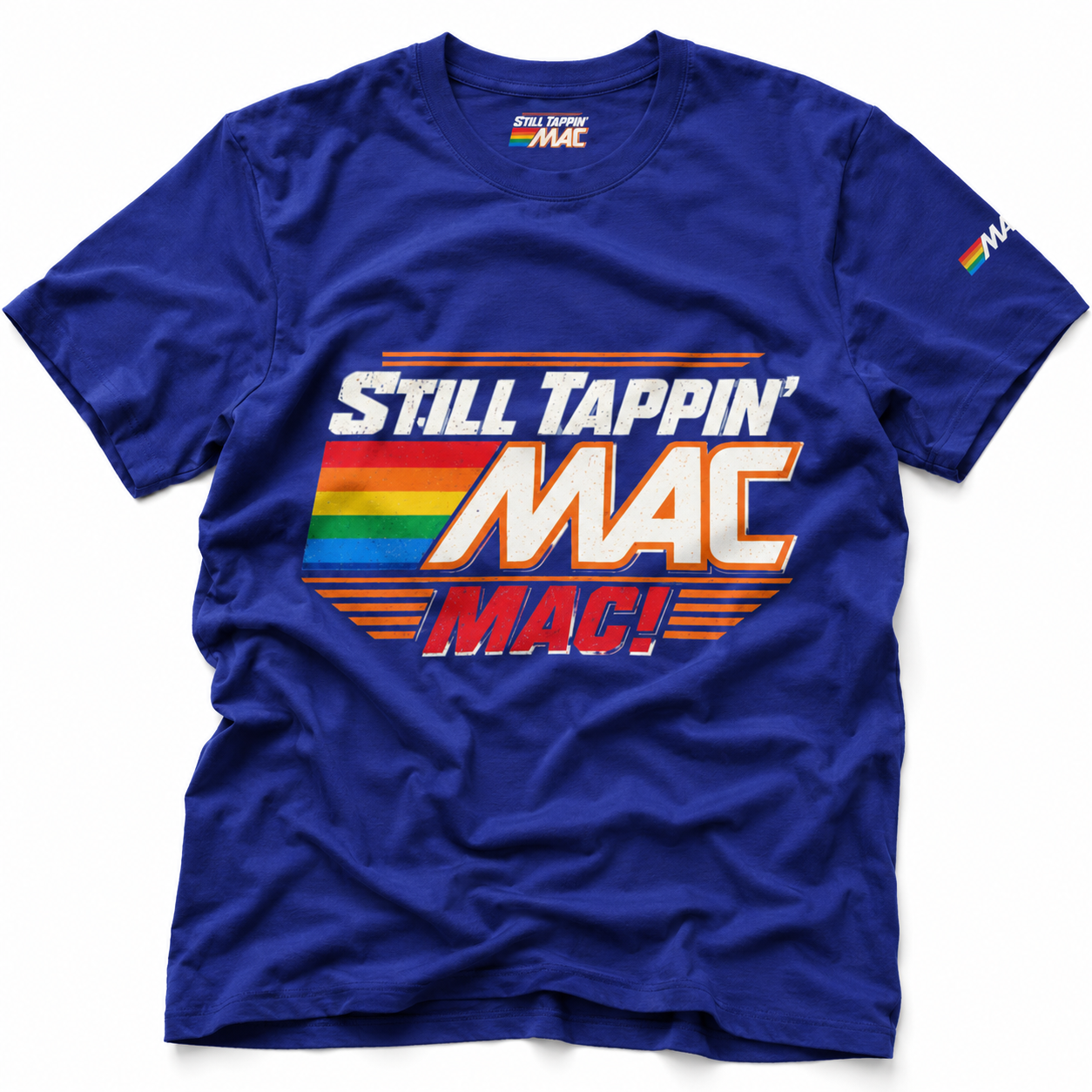 Still Tappin’ MAC Tee | Retro Computer Rainbow Graphic mockup 3