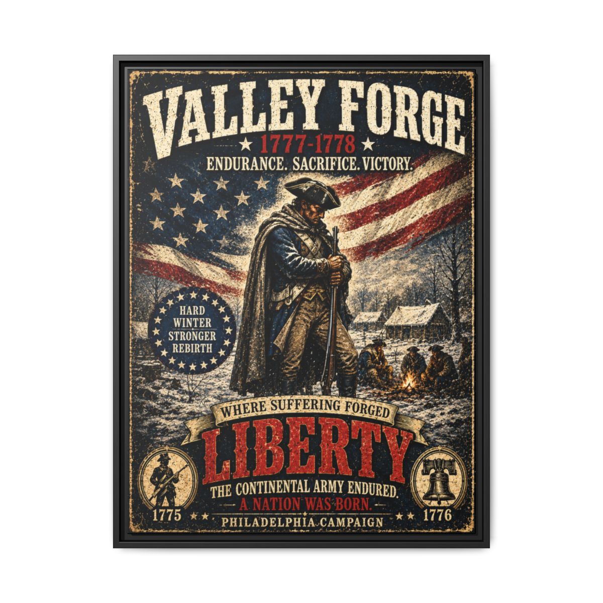 Valley Forge Liberty Canvas — Revolutionary War Winter Encampment Wall Decor