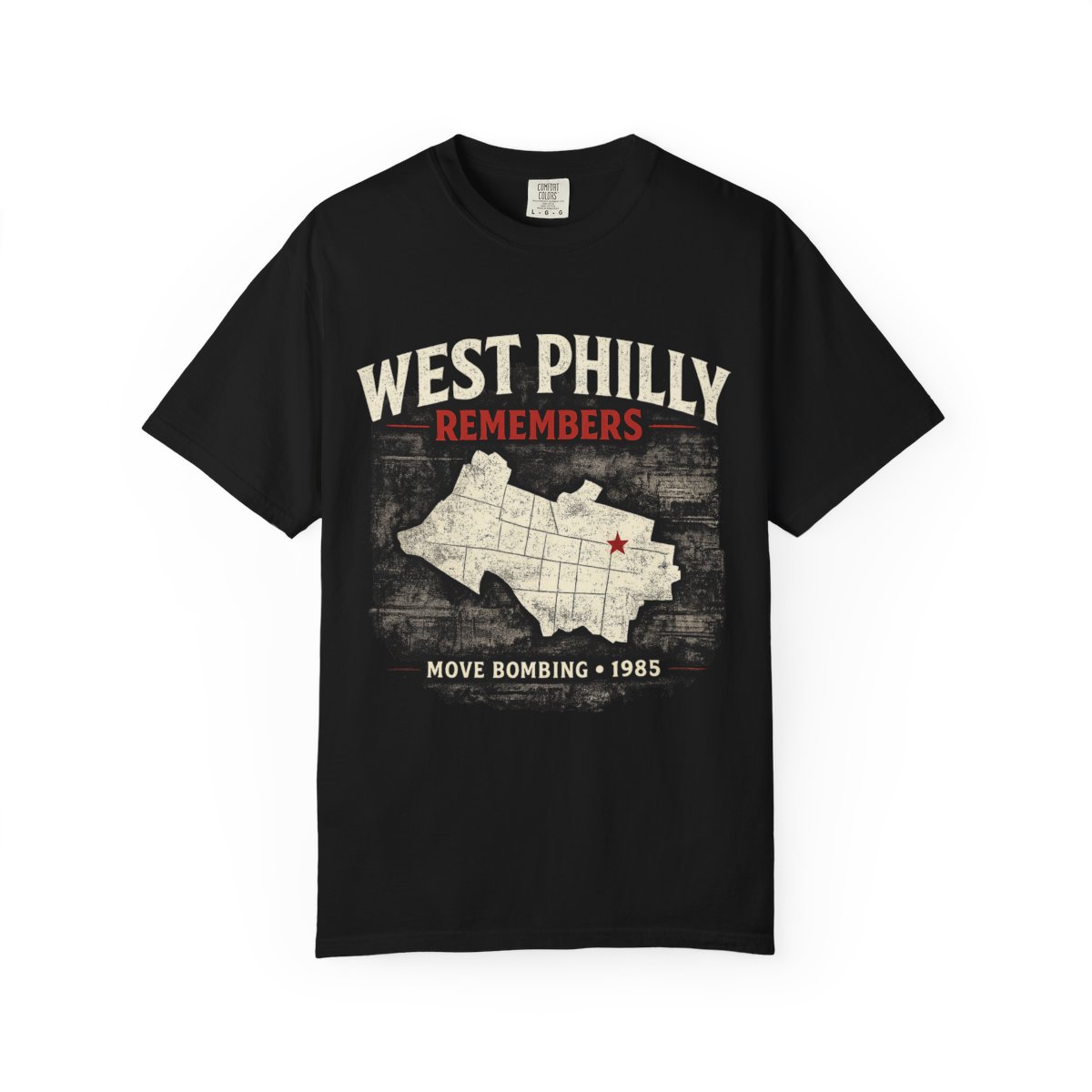 West Philly Remembers | MOVE Bombing 1985 T-Shirt mockup 2