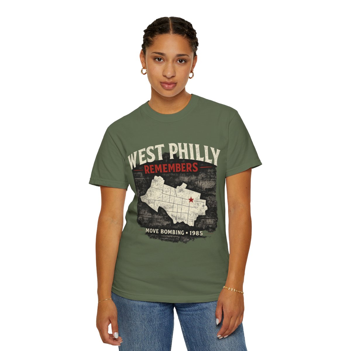 West Philly Remembers | MOVE Bombing 1985 T-Shirt mockup 2