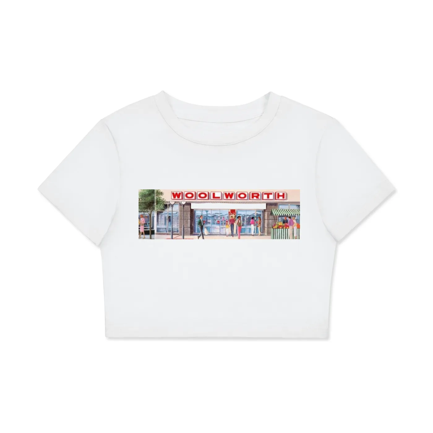 Woolworth Fitted Crop Top — White color mockup 2