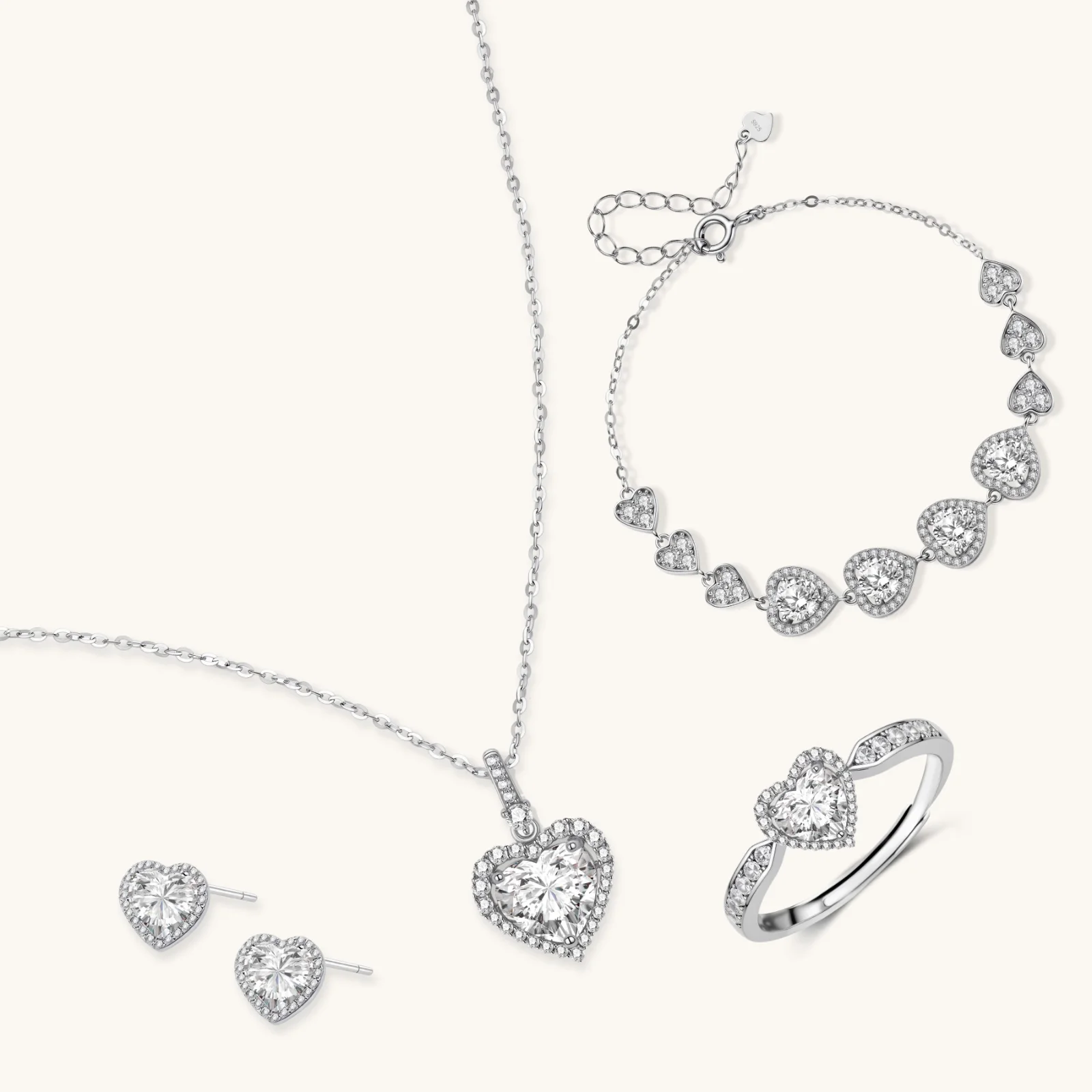 Heart Symphony Moissanite jewelry set